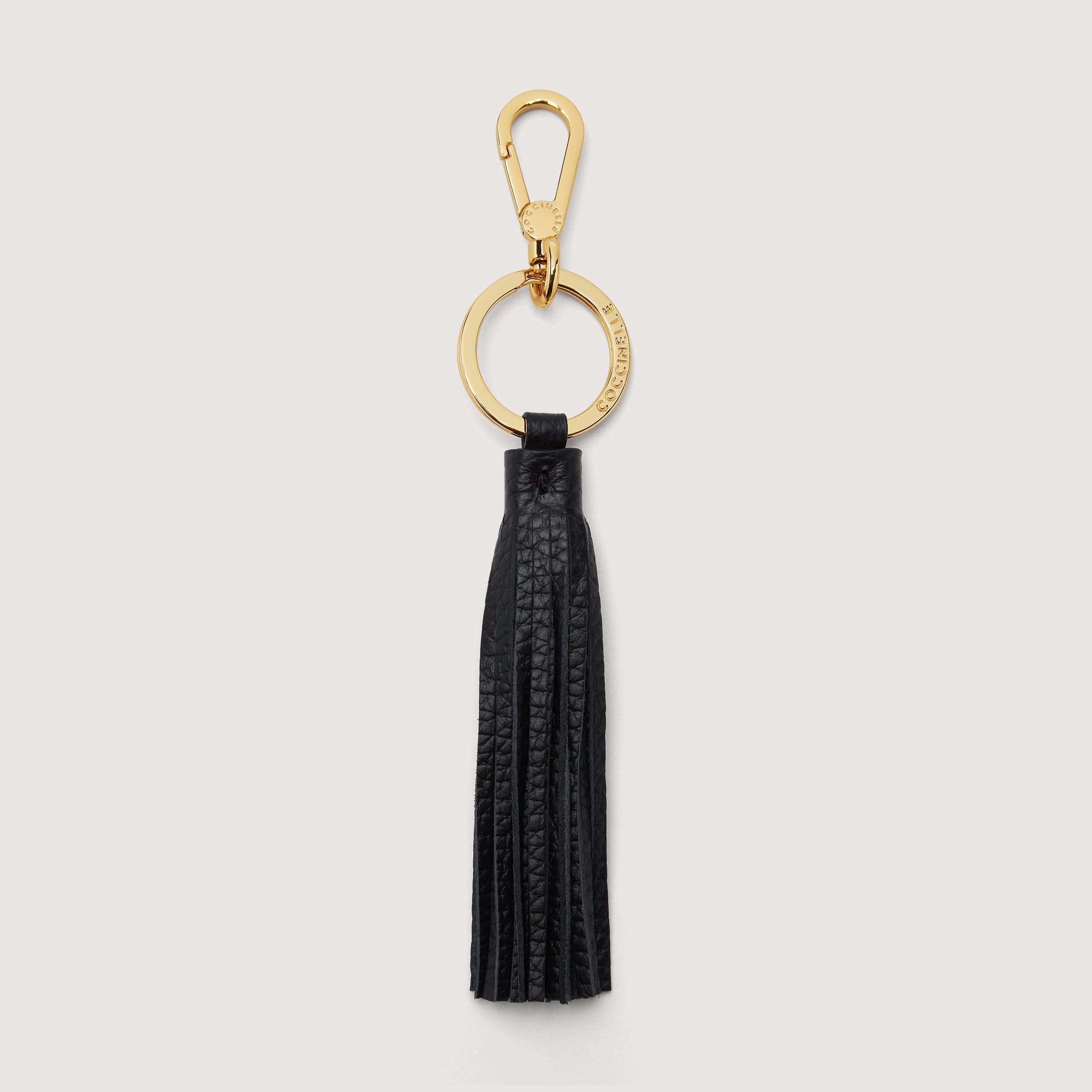 COCCINELLE PORTACHIAVI IN PELLE CON GRANA E METALLO TASSEL 